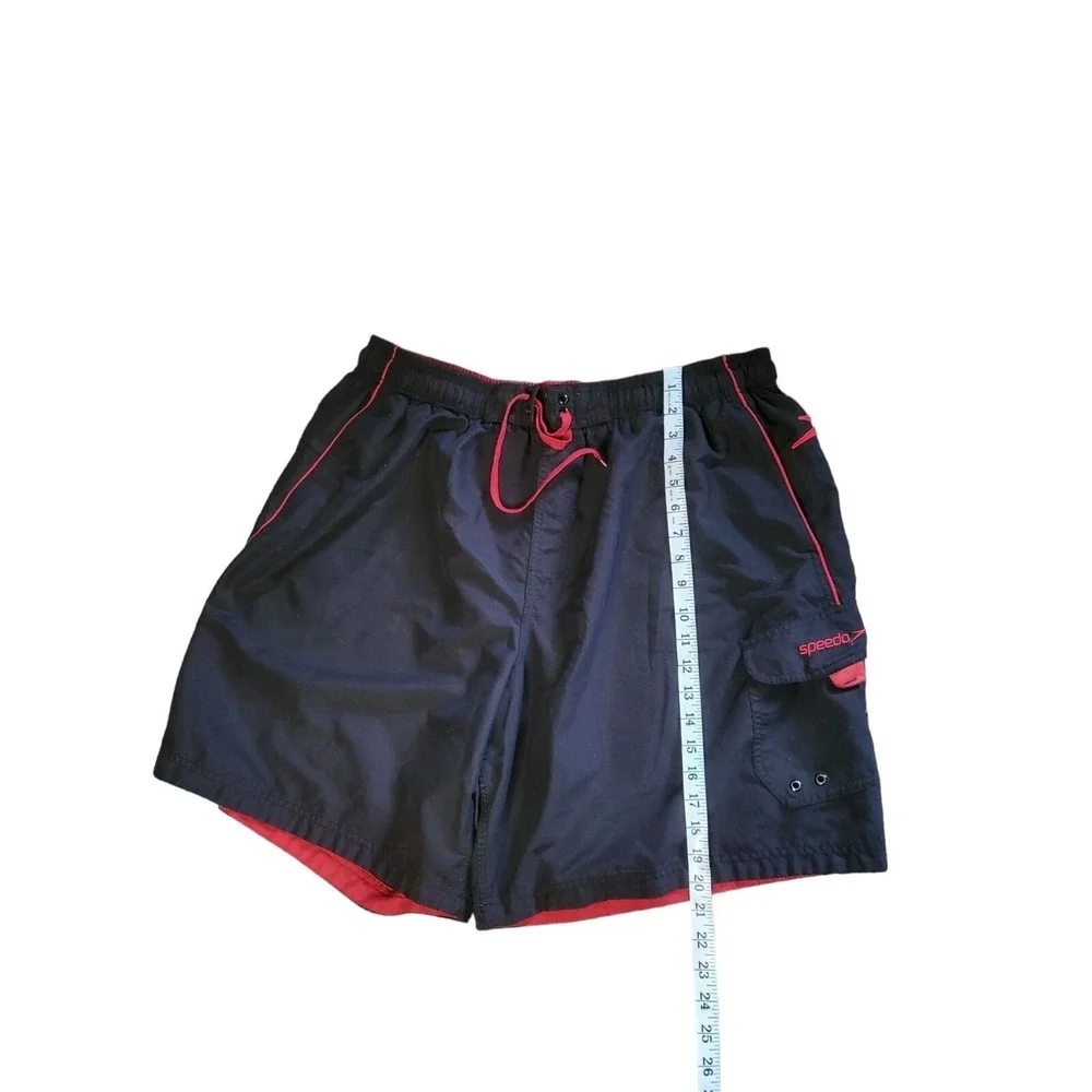 Speedo Swim Shorts Mens Sz XXL Blue Red Drawstring Casual Everyday Board Shorts‎